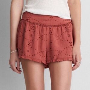 American Eagle Rust Orange Eyelet Stretch Cottage Shorts Size Large